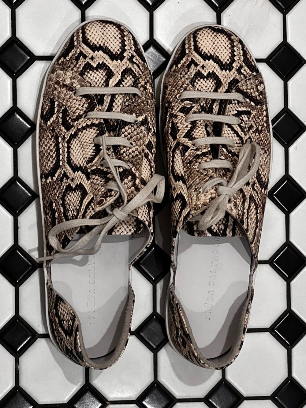 Freda Salvador Women's Eda Snake Print Leather d'Orsay Low Top Sneakers Size 11